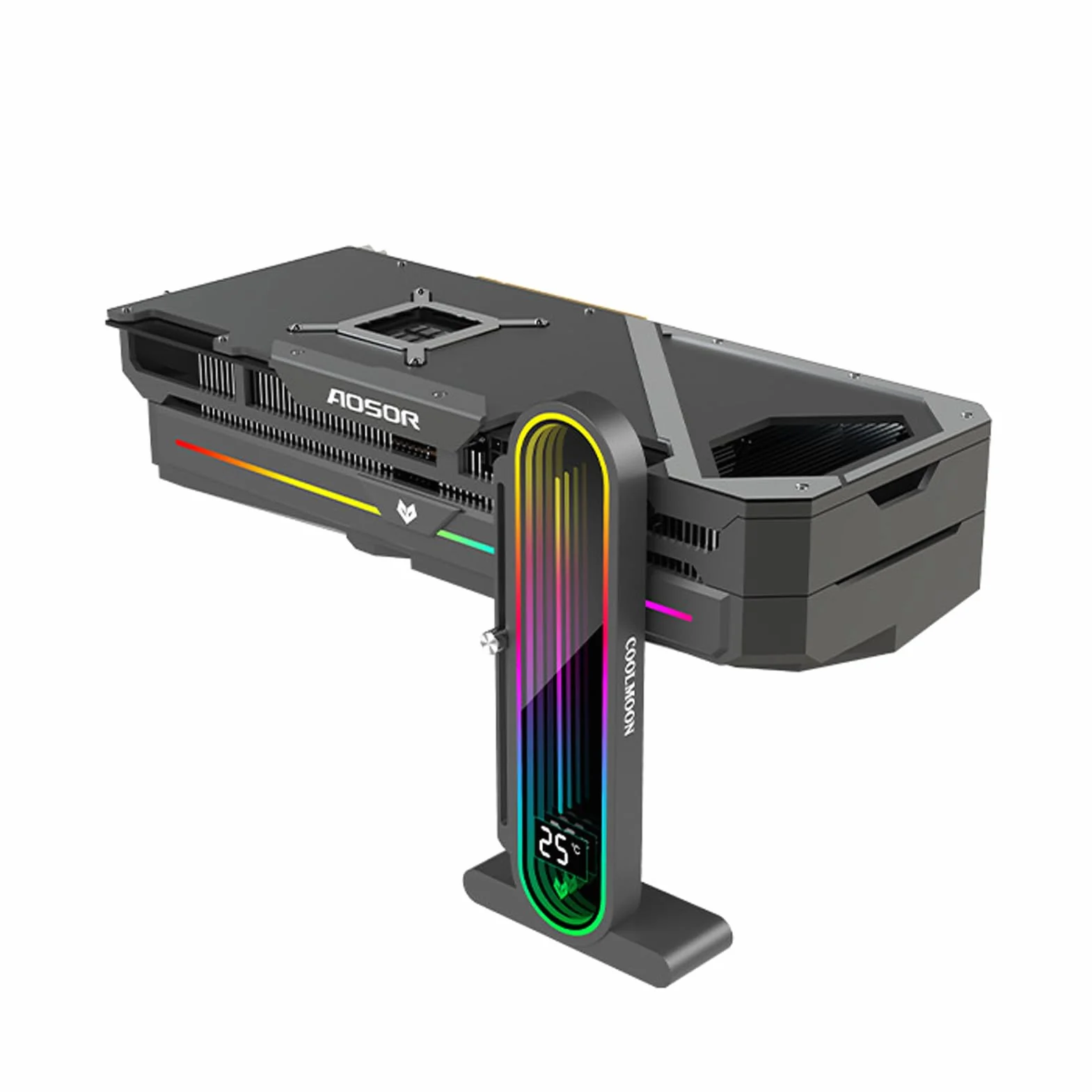 Wyświetlacz Temperatury Komputera, Wspornik Przeciw SAG GPU, Regulowana wysokość RGB GPU Stand Temperatura Wyświetlacz 5V 3Pin Uchwyt Karty Wideo Anti SAG Wspornik Magnetyczny