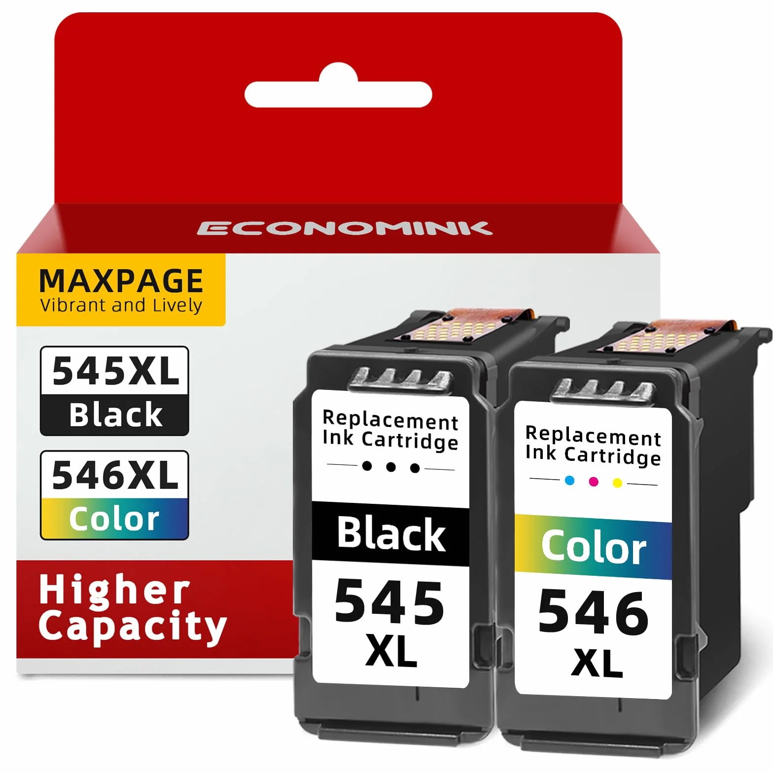 Economink PG-545XL+CL-546XL Wkłady atramentowe, 545XL czarny i trójkolorowy 546XL regenerowane do Canon 545 546 wkłady atramentowe, do Pixma MG2500 MG2550S TS3150 MG2555S TR4550 TR4551 TS3151 TS333 55