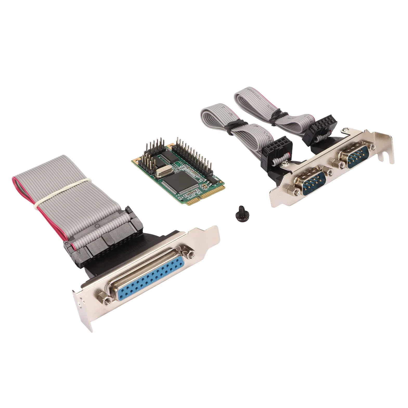 Karta rozszerzeń Szeregowych Równoległych Mini PCIe Combo, Port PCI Express do Drukarki LPT + 2-portowy Adapter RS-232 Pin DB9.