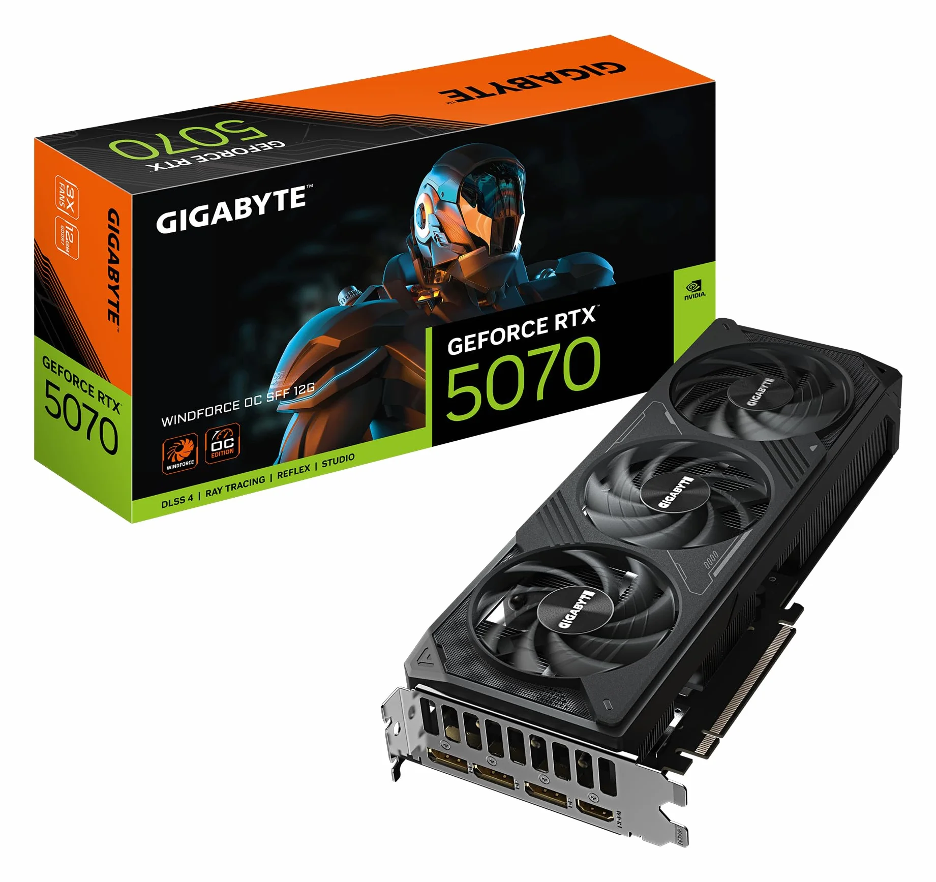 Gigabyte Karta graficzna GeForce RTX 5070 WINDFORCE OC SFF 12G - 12 GB GDDR7, 192bit, PCI-E 5.0, 2542 MHz Core Clock, 3 x DP 2.1a, 1 x HDMI 2.1b, NVIDIA DLSS 4, GV-N5070WF3OC-12GD