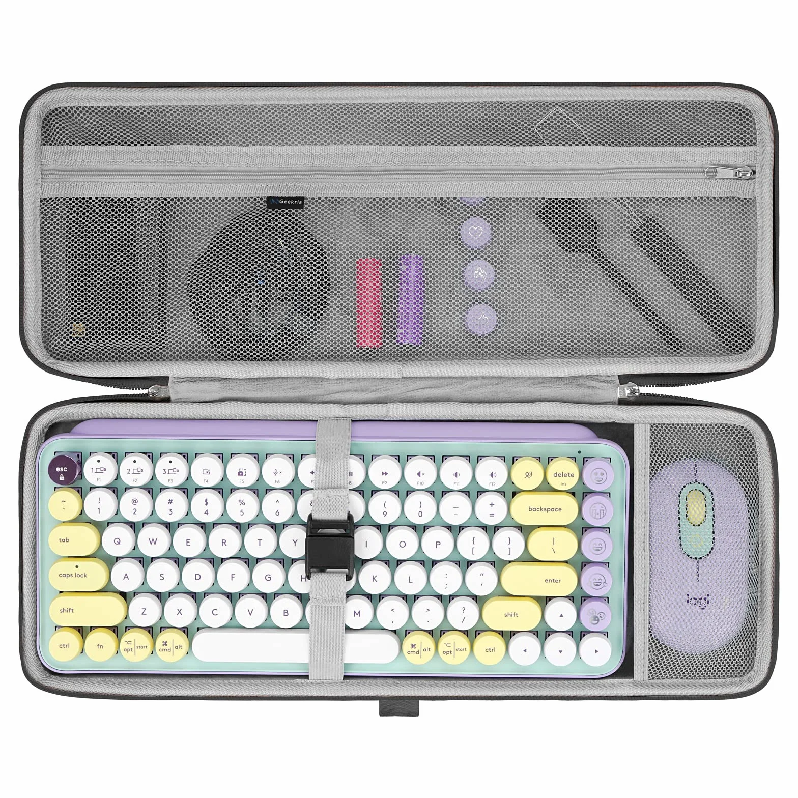 Geekria 75% etui na klawiaturę, twarda obudowa, torba podróżna na kompaktową 84-klawiszową mechaniczną klawiaturę do gier, kompatybilna z Logitech POP Keys/POP ICON Combo/MX Mechanical Mini