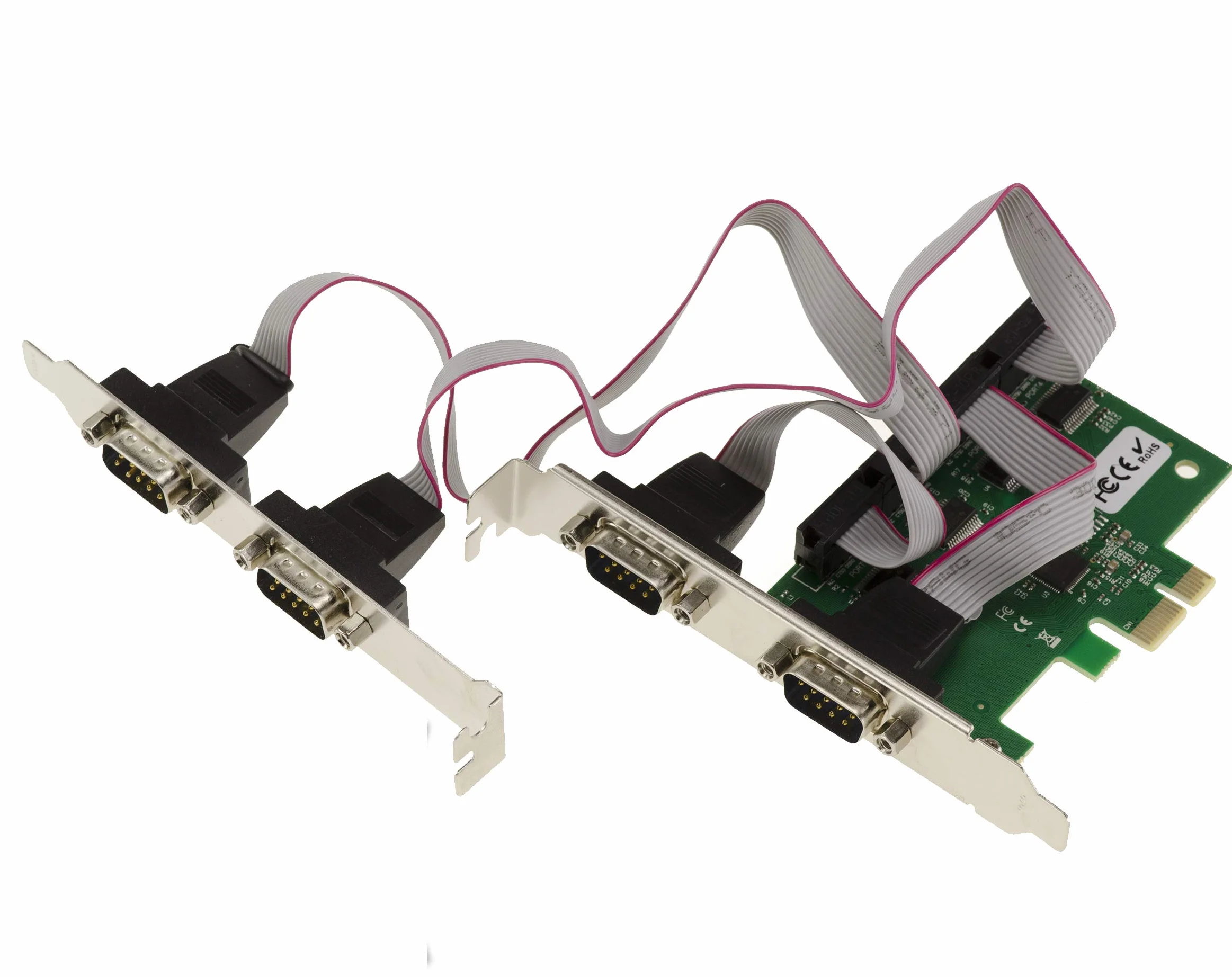 KALEA-INFORMATIQUE 4-portowa karta kontrolera PCI Express PCIe Serial RS232 z chipsetem AX99100 ASIX z uchwytami o niskim i wysokim profilu