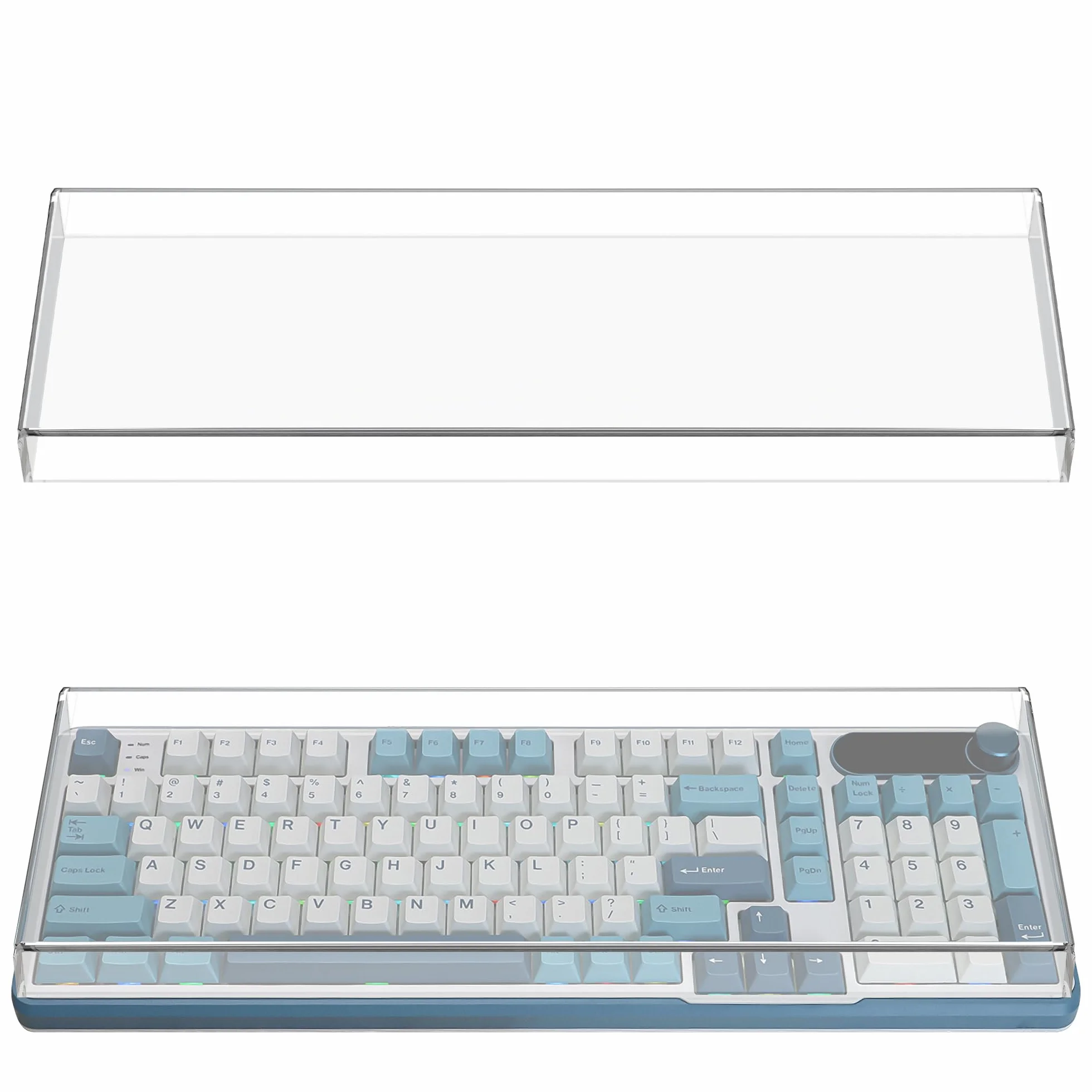 Geekria Klawiatura komputerowa + przezroczysta akrylowa osłona przeciwpyłowa do mechanicznej klawiatury komputerowej kompatybilna z RK Royal Kludge S98, AULA F99 Pro, EPOMAKER Galaxy100, Keychron Q5