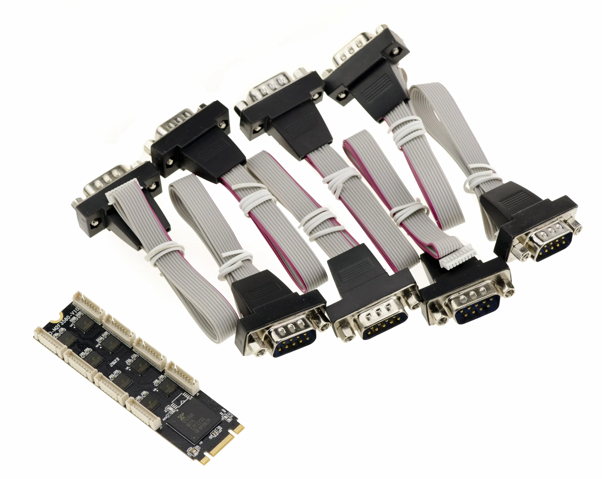 KALEA-INFORMATIQUE M.2. Karta portu szeregowego 8 RS232 COM DB9 dla portu PCIe M2, klucz M lub B+M. Chipset EXAR 17V358.