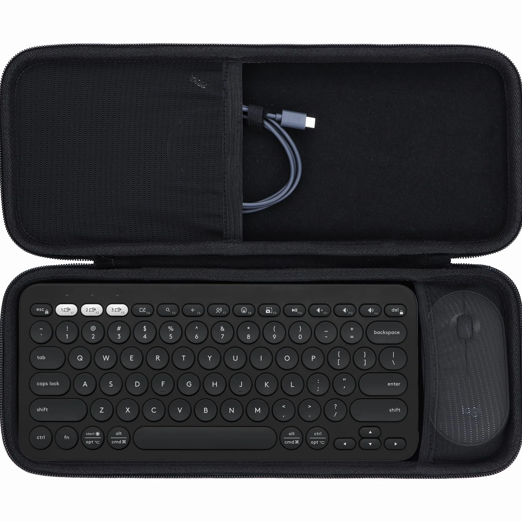 Lebakort Twarde etui kompatybilne z klawiaturą bezprzewodową Logitech Pebble Keys 2 Combo K380s K380 + M350 Pebble Mouse Combo (czarna obudowa)