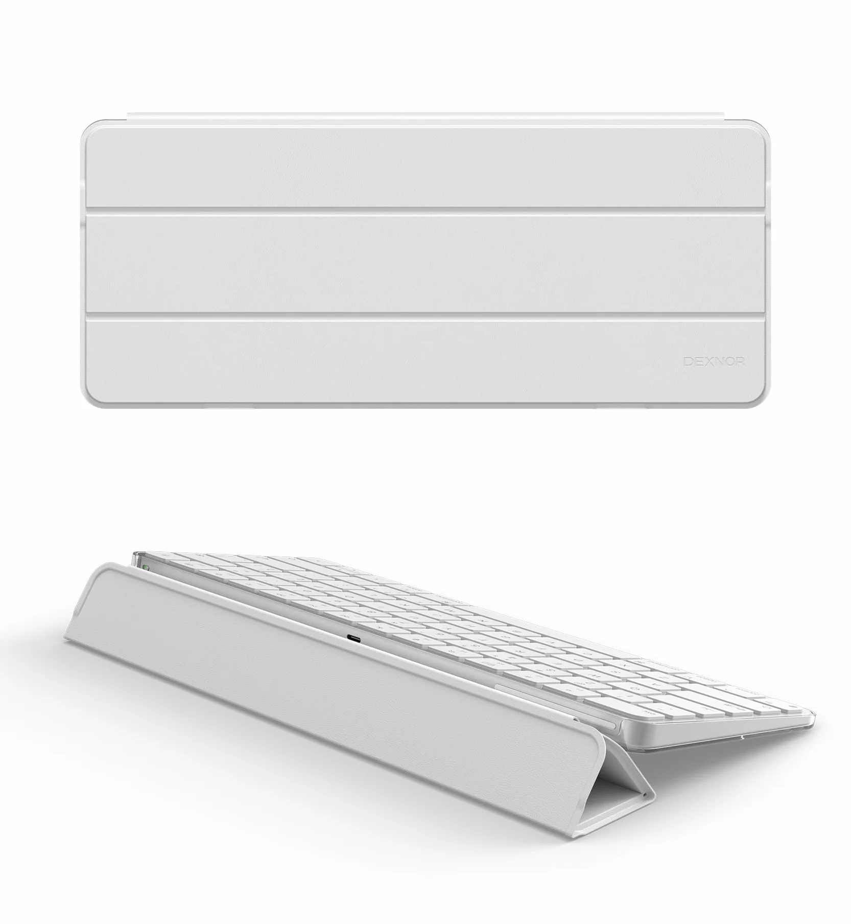 Dexnor Etui na klawiaturę Apple Magic Keyboard z Touch ID/Lock Key 2021/2024, twarde podróżne etui do przechowywania, pyłoszczelna ochronna skórzana pokrywa klawiatury z magnetycznym zamknięciem