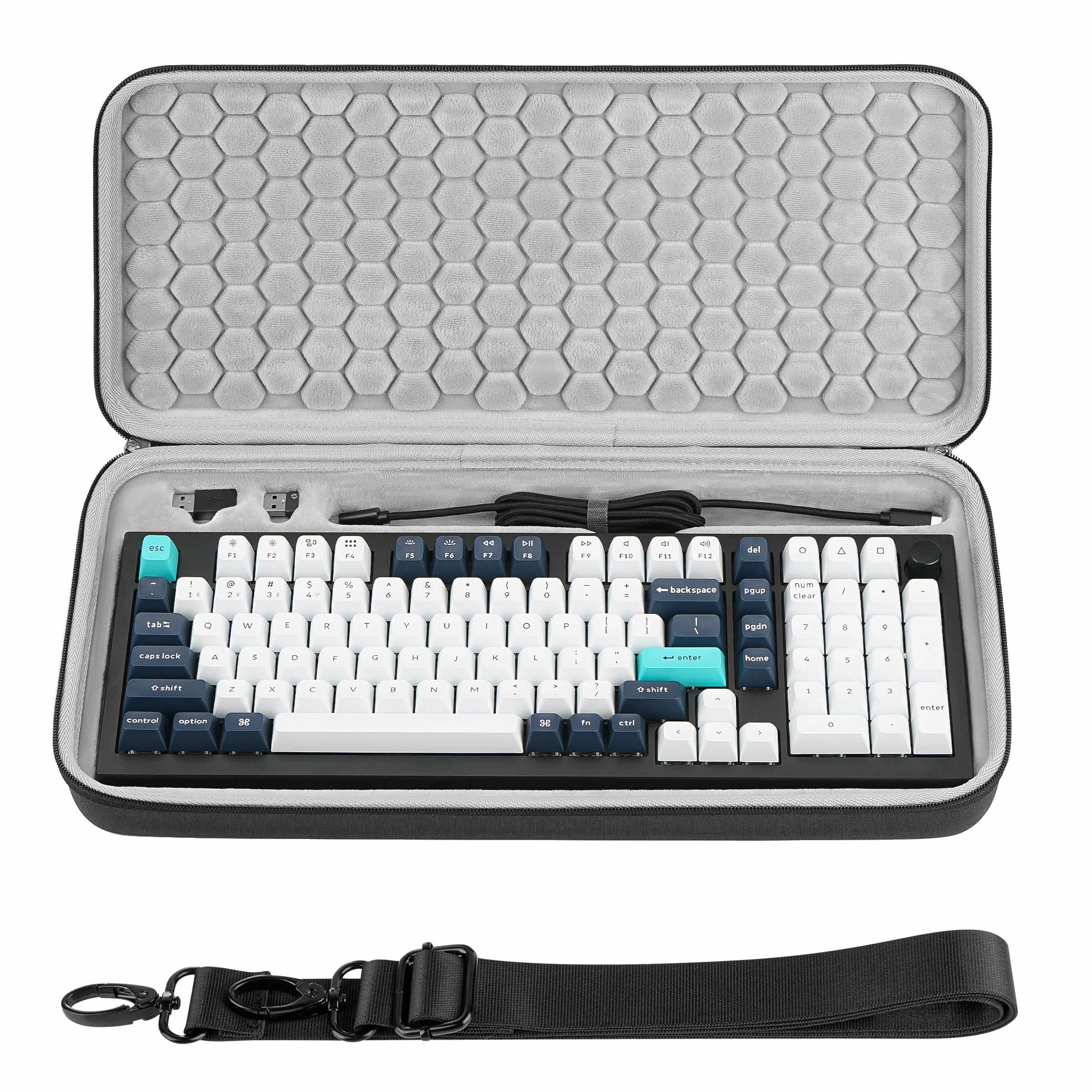 Geekria Etui ochronne z twardej skorupy na klawiaturę 96%, torba podróżna, kompatybilne z Logitech Alto Keys K98M, Keychron Q5 Pro, EPOMAKER Galaxy100/TH99, AULA F99 PRO, RK S98