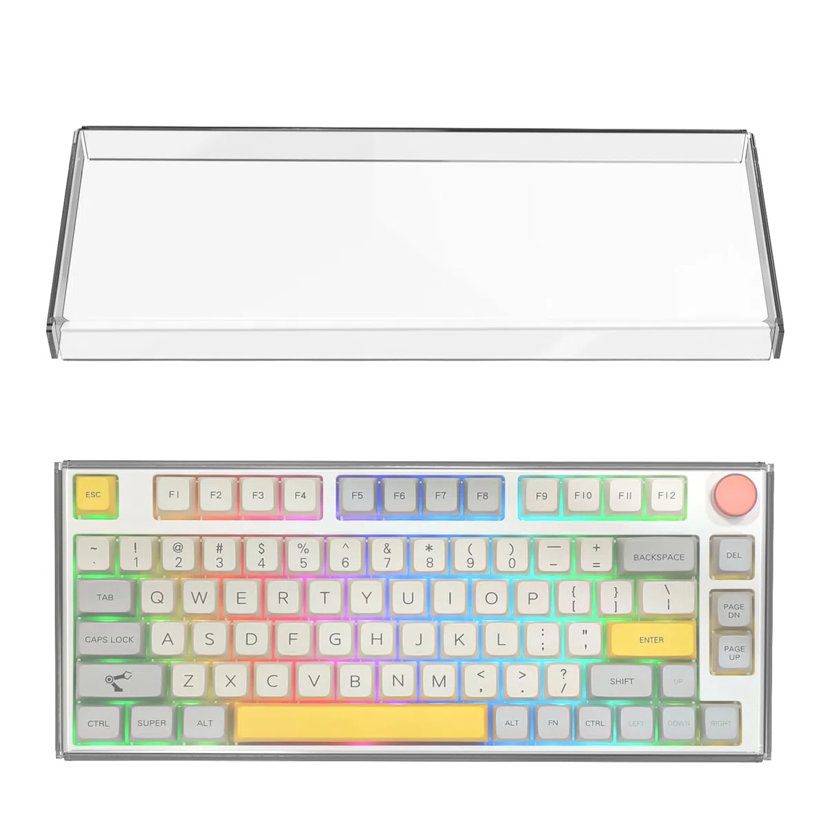 Geekria osłona przeciwkurzowa klawiatury 75% 84 klawisze z pokrętłami, przezroczyste nakładki z akrylu, 互換性 z Keychron Q1 HE/Max/Pro, EPOMAKER TH80 75%, Glorious GMMK PRO 75%