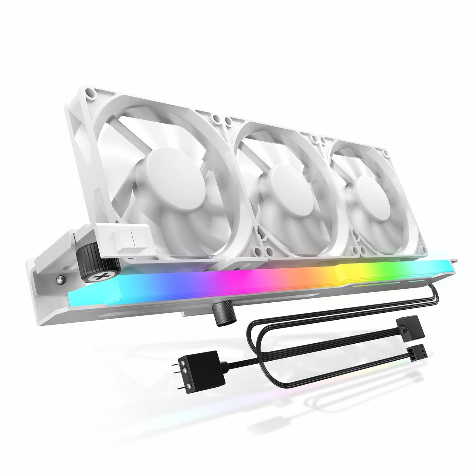 AsiaHorse Wentylator obudowy 80 mm PWM do komputera, karta graficzna z uchwytem na kartę graficzną, 5 V 3-pinowy ARGB GPU wentylator z płytą główną Aura Sync sterowanie do 3000 obr./min, chłodzenie