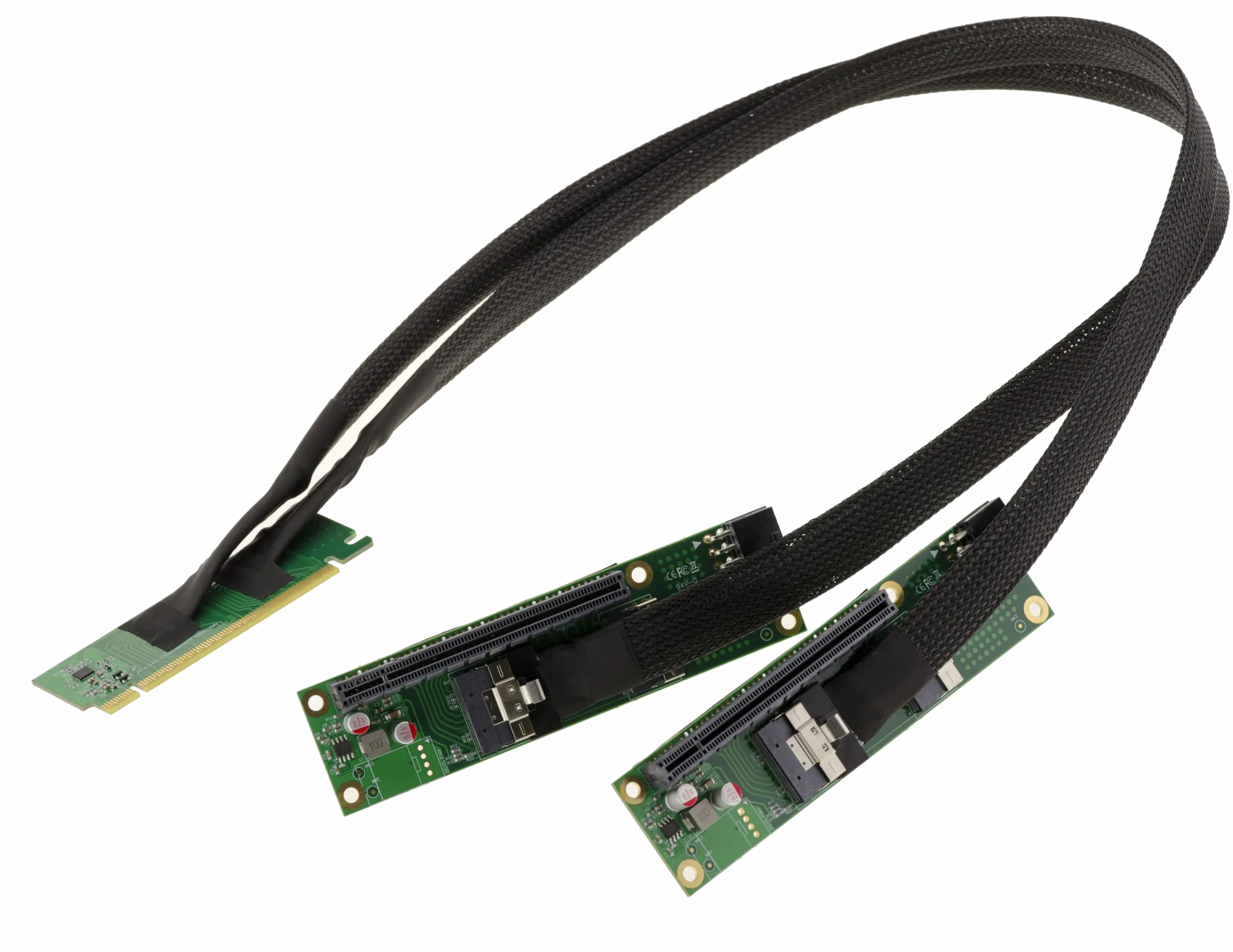 KALEA-INFORMATIQUE Kabel przedłużający Riser PCIe Gen 4.0 x16 do rozgałęźnika 2 porty x8 przepustowość 32 GB/s w Gen4